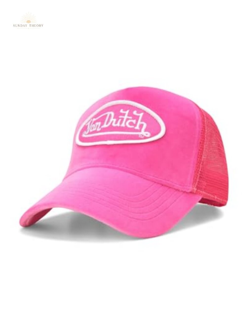 Velvet Trucker Hat with Curved Bill, Mesh Back, Snapback Closure